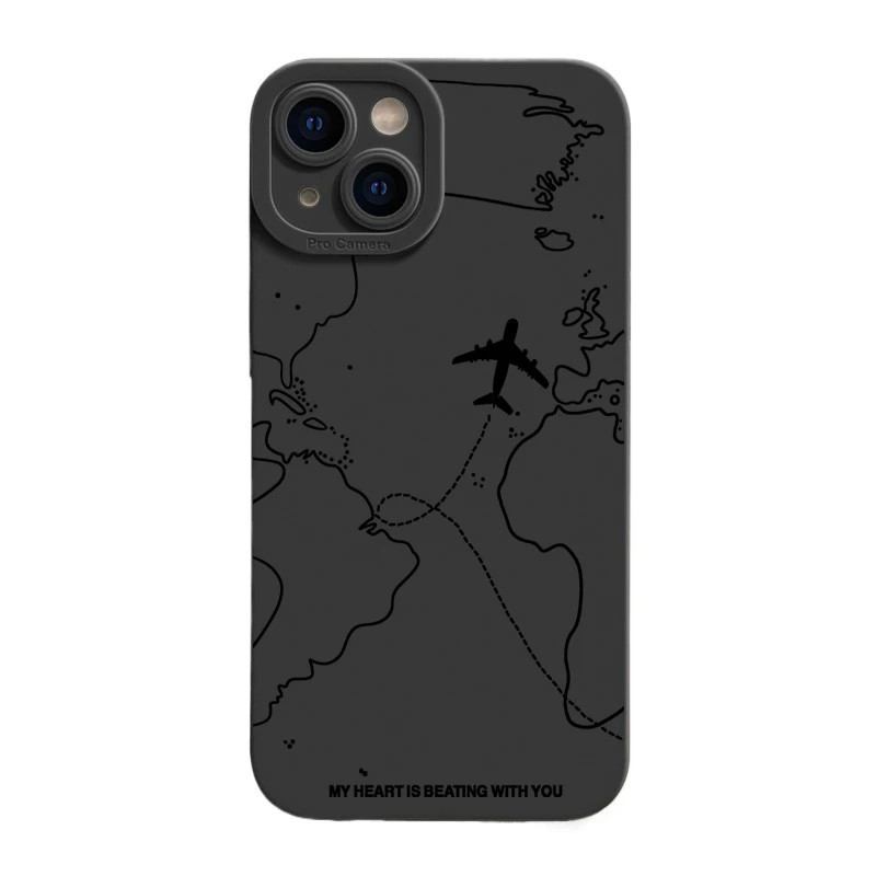 Travel-nspired Airplane Route Desian Phone Case For Iphone 15 14 13 12 11 Pro Max Mini 7 8 Plus X Xr Xs Max Soft Silicone Cover