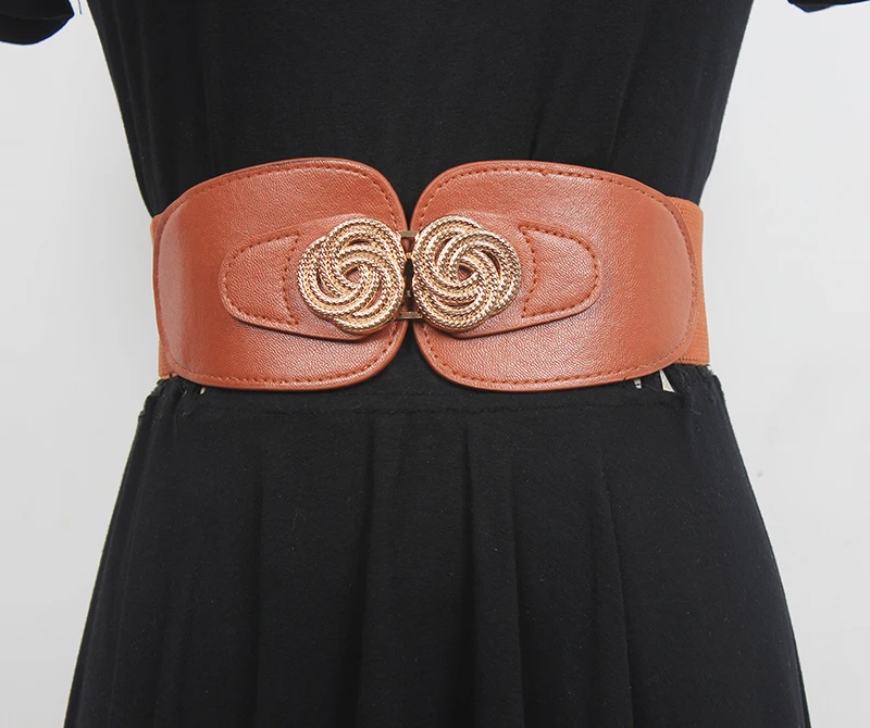 Women\'s Runway Fashion PU Leather Elastic Cummerbunds Female Dress Corsets Waistband Belts Decoration Wide Belt R476