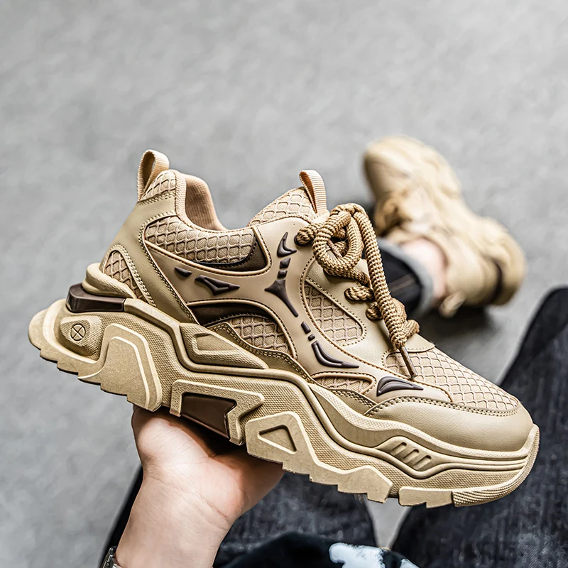 

Нескользящие мужские кроссовки на толстой сетке, четырехсезонные мужские кроссовки, осенняя новая мужская повседневная обувь, модная дышащая обувь, увеличивающая рост