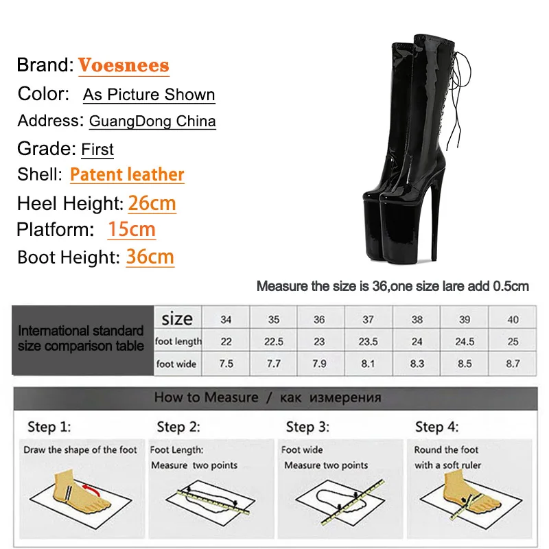 Women Knee-High Boot Super High Heel 26CM Nightclub Knee Boots Women Strappy Zipper Round Toe Booties Strippers Dance Model Shoe