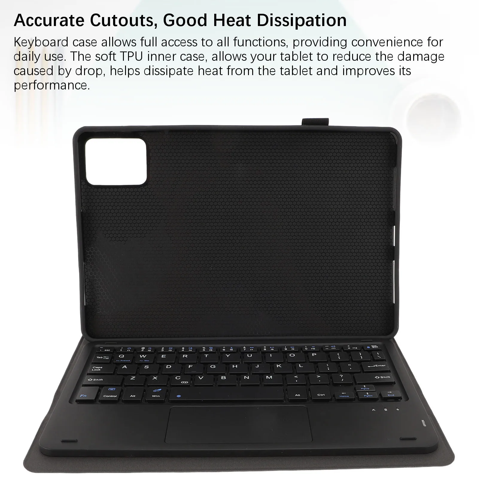 Detachable Wireless Keyboard Tablet Cover Case Accurate Cutouts 11 Inch Good Heat Dissipation Adjustable Multi Angle for Home