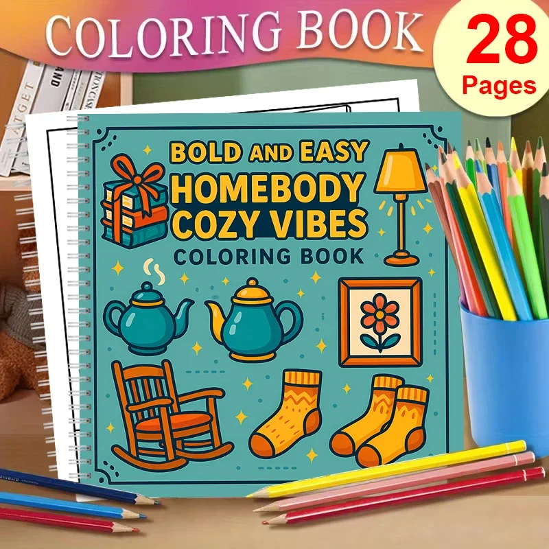 

Книга-раскраска Easy Homebody для взрослых, подарок на день рождения, принадлежности для школы, милая книга для рисования для взрослых