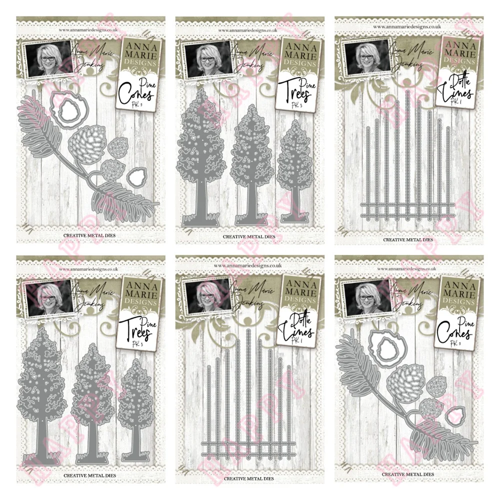 Metal Cutting Dies Trees Pine Cones Dottie Lines Decoration For DIY Scrapbook Diary Album Paper Template Card Embossing Handmade
