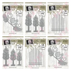 Metal Cutting Dies Trees Pine Cones Dottie Lines Decoration For DIY Scrapbook Diary Album Paper Template Card Embossing Handmade