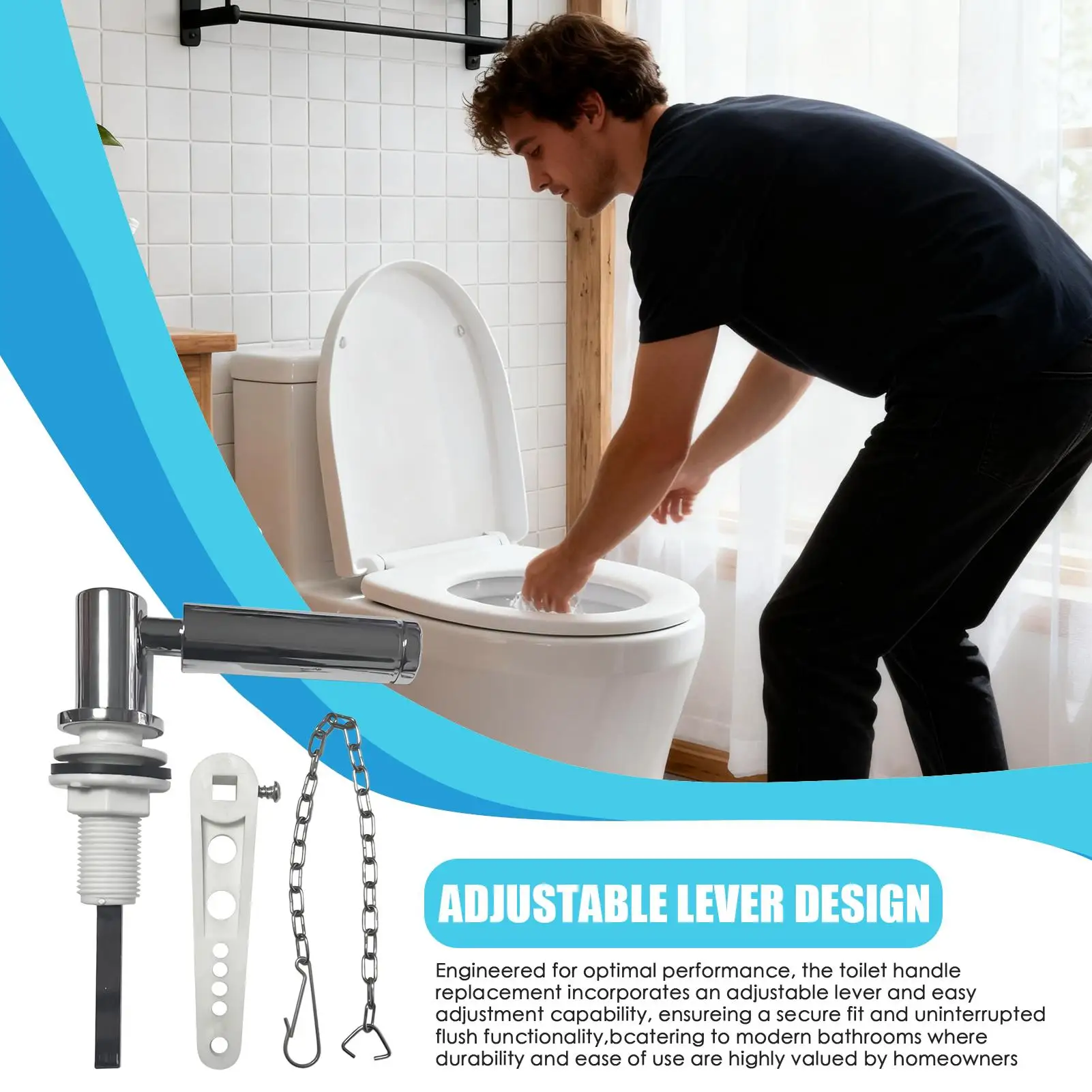 

Сменный комплект ручки для смыва унитаза из цинкового сплава с регулируемым рычагом, рычаг ручки унитаза для лодки на колесах, морской жилой комерции