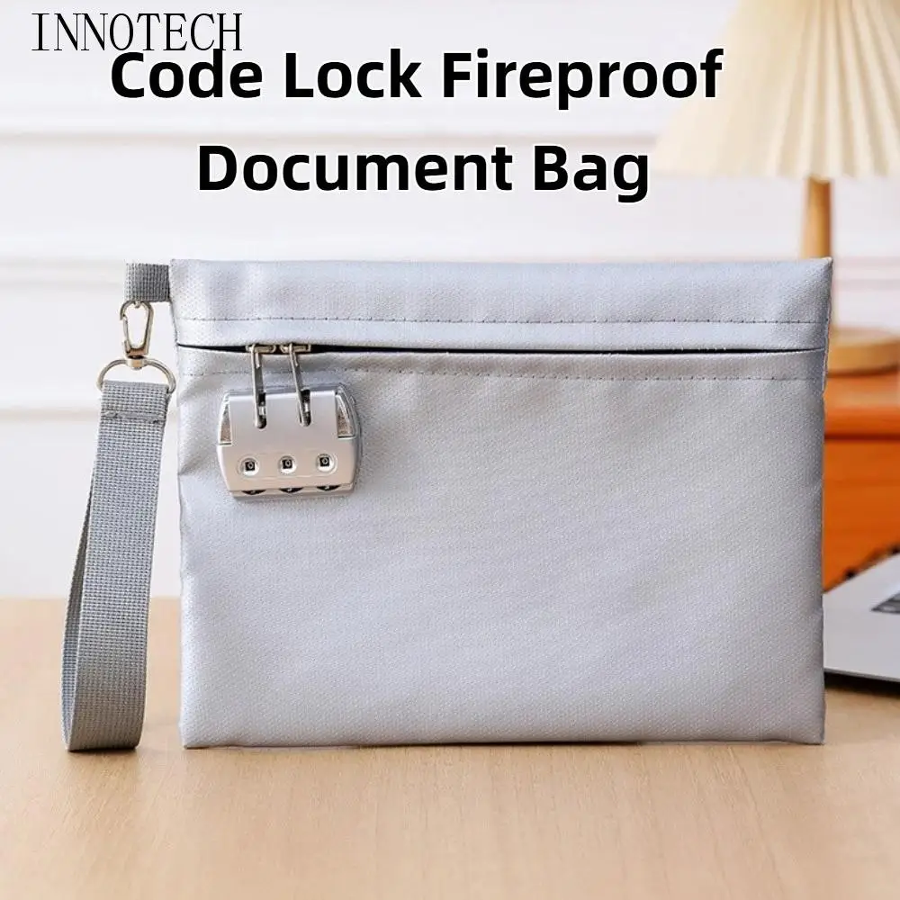 

Огнестойкая сумка для документов с кодовым замком, водонепроницаемая с замком, безопасная папка для файлов, большая вместительная портативная сумка для документов на молнии