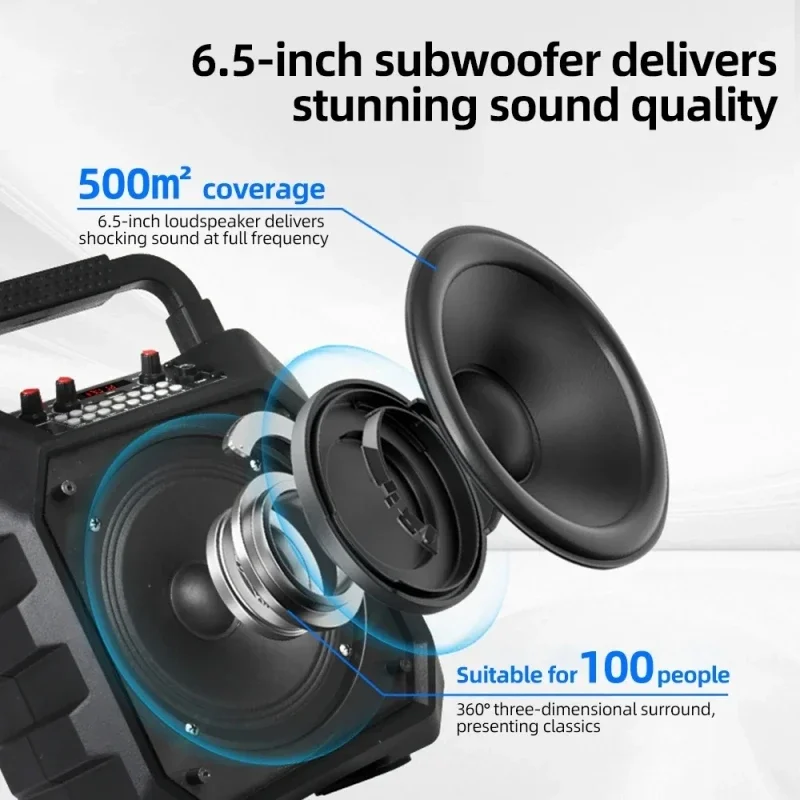 Professional Outdoor Audio Sound Box Wireless Blue Tooth Handheld Portable Speakers With RGB Light Family Theater Karaoke System