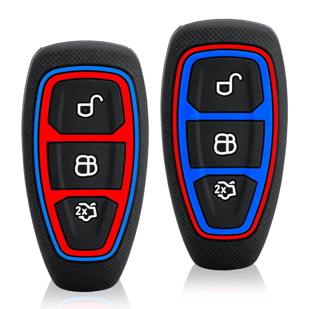 Silicone Remote Car Key Case for Ford ST Line Fiesta Focus Mondeo Ecosport Kuga Edge Escape Metallic Car Key Fob Accessories