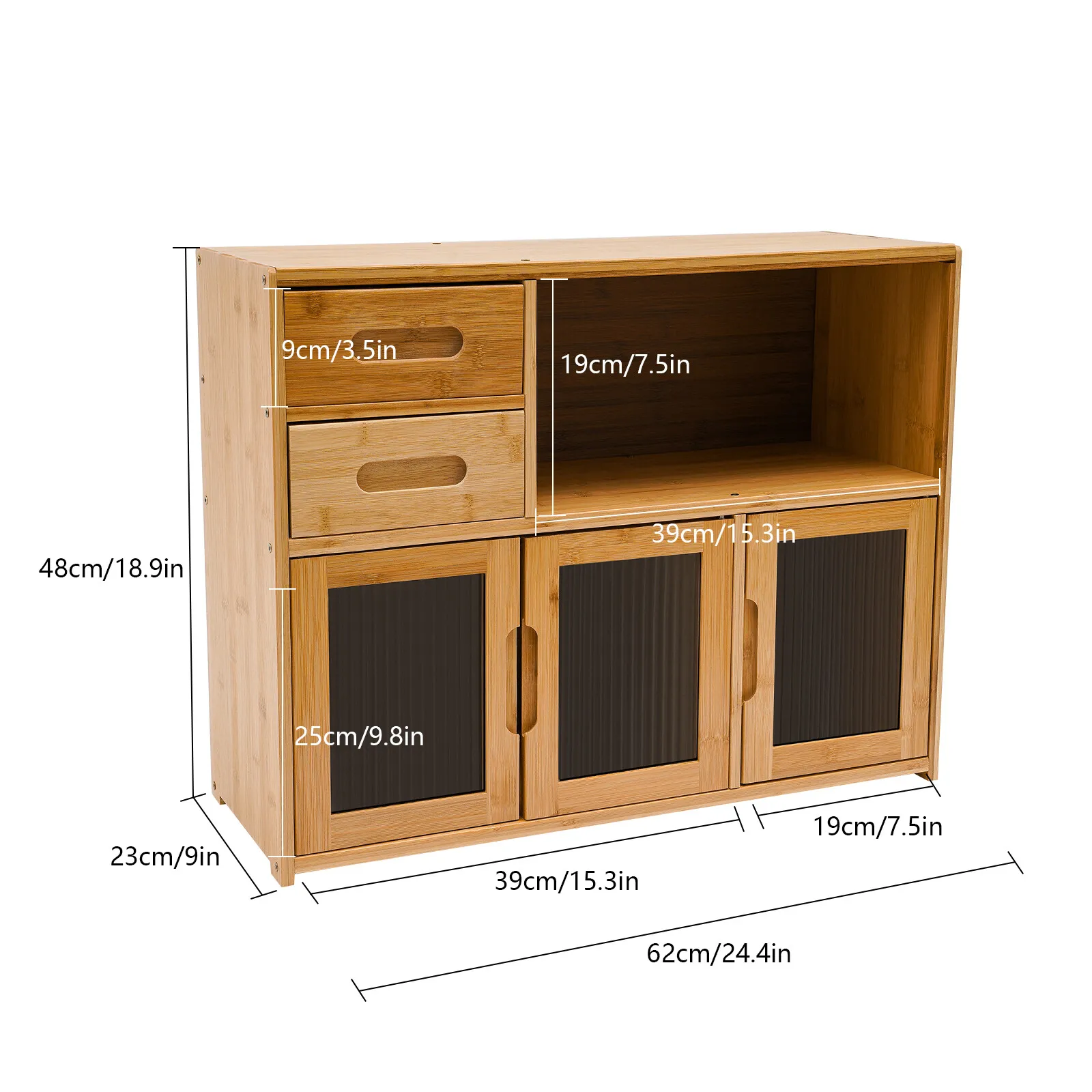 

Wood Storage Cabinet,Bamboo+Acrylic Kitchen Storage Cabinet Pantry Cabinet