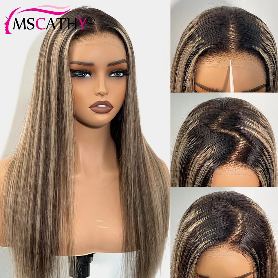 Wig Rambut Asli Pirang Kekuningan 200% Untuk Wanita, Wig Lace Front Lurus 13x6, Wig Lace Frontal HD Transparan, Sudah Preplucked