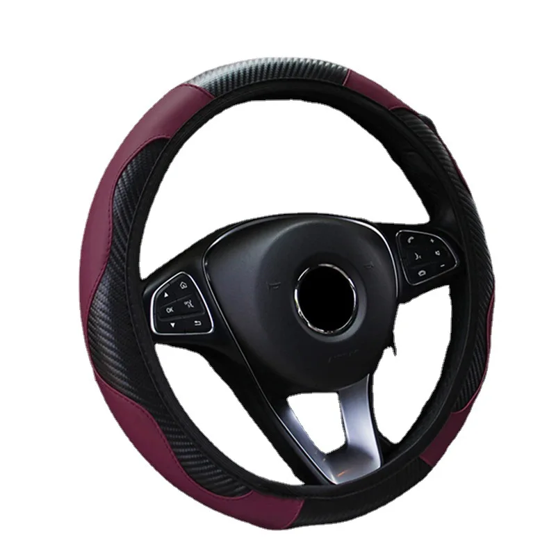 Car Steering Wheel Cover Breathable Anti Slip PU Leather Steering Covers Suitable 37-38cm Auto Decoration Car Accessories