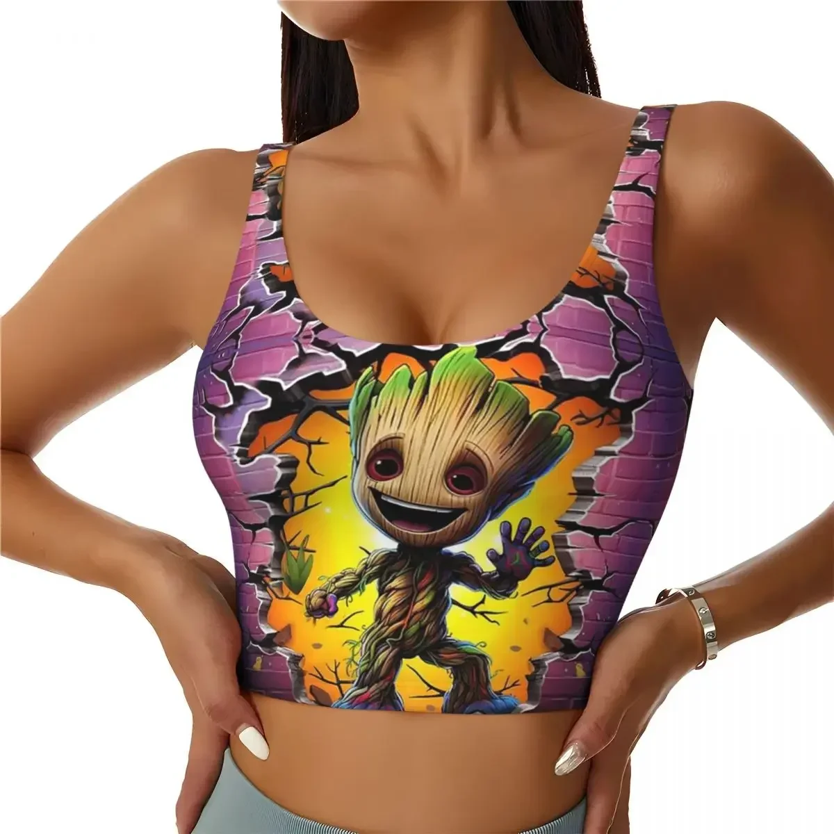 

Groot Wall Breakage Workout Crop Tank Tops Women Fashion Gym Running Yoga Bras