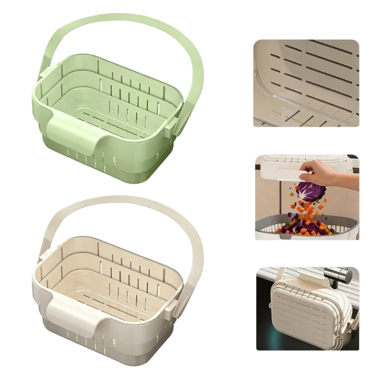 Upgraded Foldable Kitchen Sink Strainer, None Drill Hanging Drain Rack Catcher, Removable Unclogging Filter for Garbage
