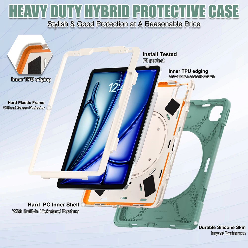 حافظات كمبيوتر لوحي محمولة مقاس 13.0 بوصة لجهاز iPad Air 13 2024 M2 حافظة لجهاز iPad Air 13 2025 M3 غطاء Fundas من السيليكون المقاوم للكمبيوتر الشخصي #3