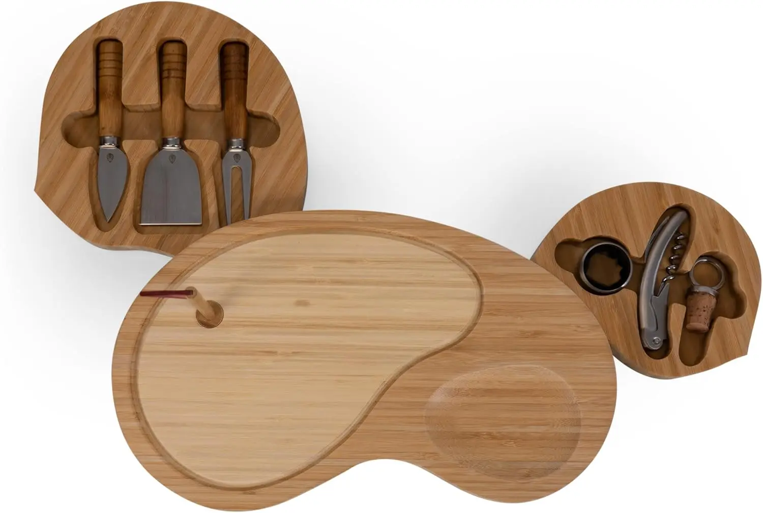 Conjunto de tábua de queijo com tema de golfe de bambu com facas e ferramentas para vinho, marrom