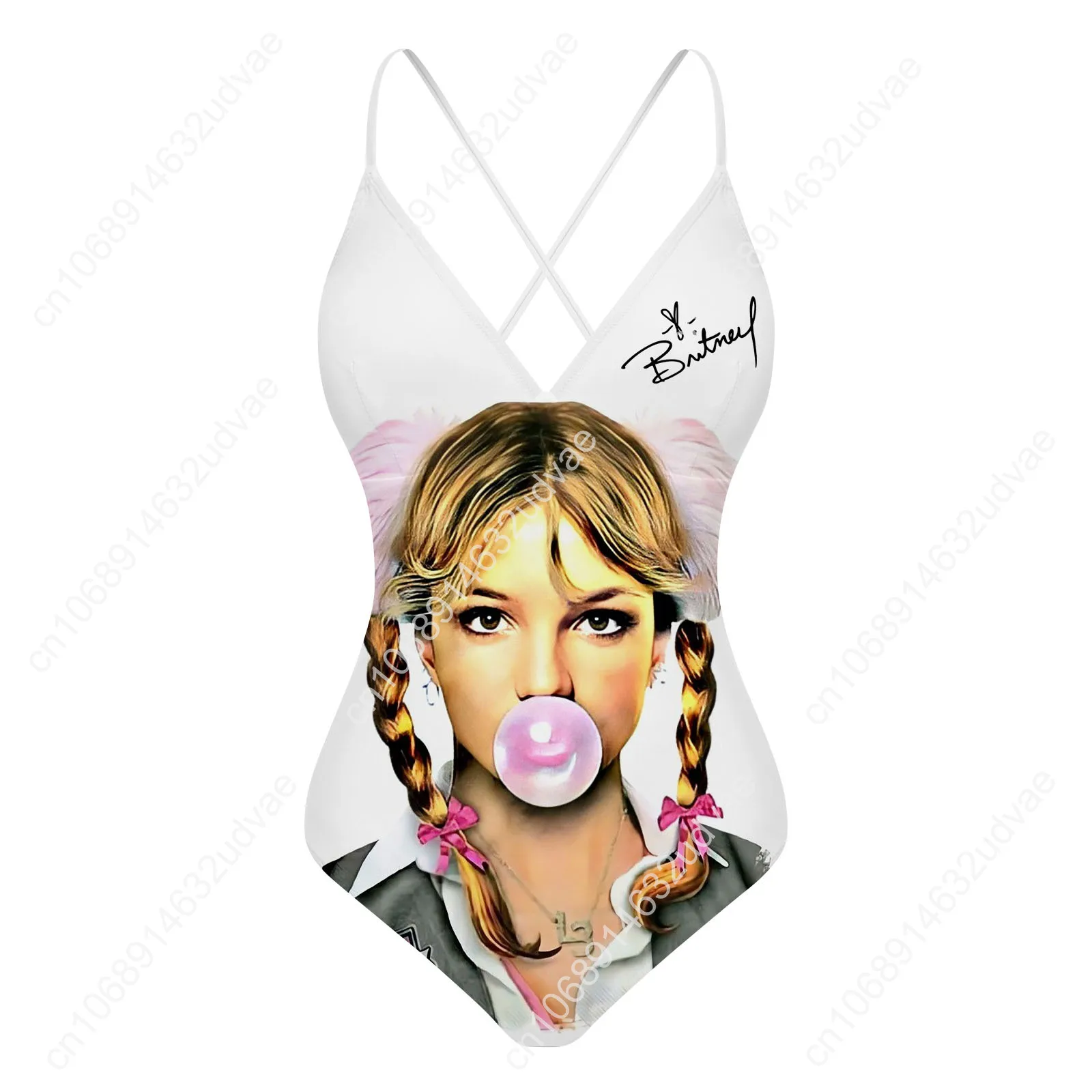 Britney Spears V-neck Halter Back Swimsuit Womens Bathing Suits Personalized Bikini Pool Party Swimwear Custom Made Beachwear