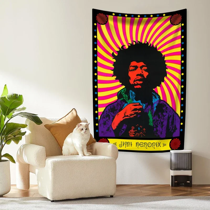 Rock Music Legends Tapestry Jimi Hendrixs Vintage Wall Hanging Carpets Bedroom Or Home Decor Concert Background Cloth # 0@