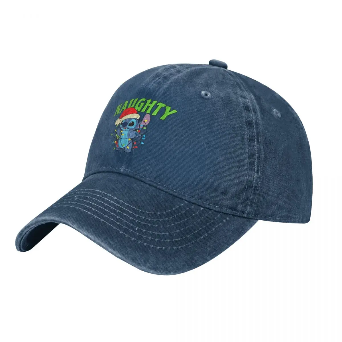 Lilo & Stitch Christmas Naughty Baseball Cap Classic Distressed Denim Washed Sun Cap for Men Women Unstructured Soft Hats Cap