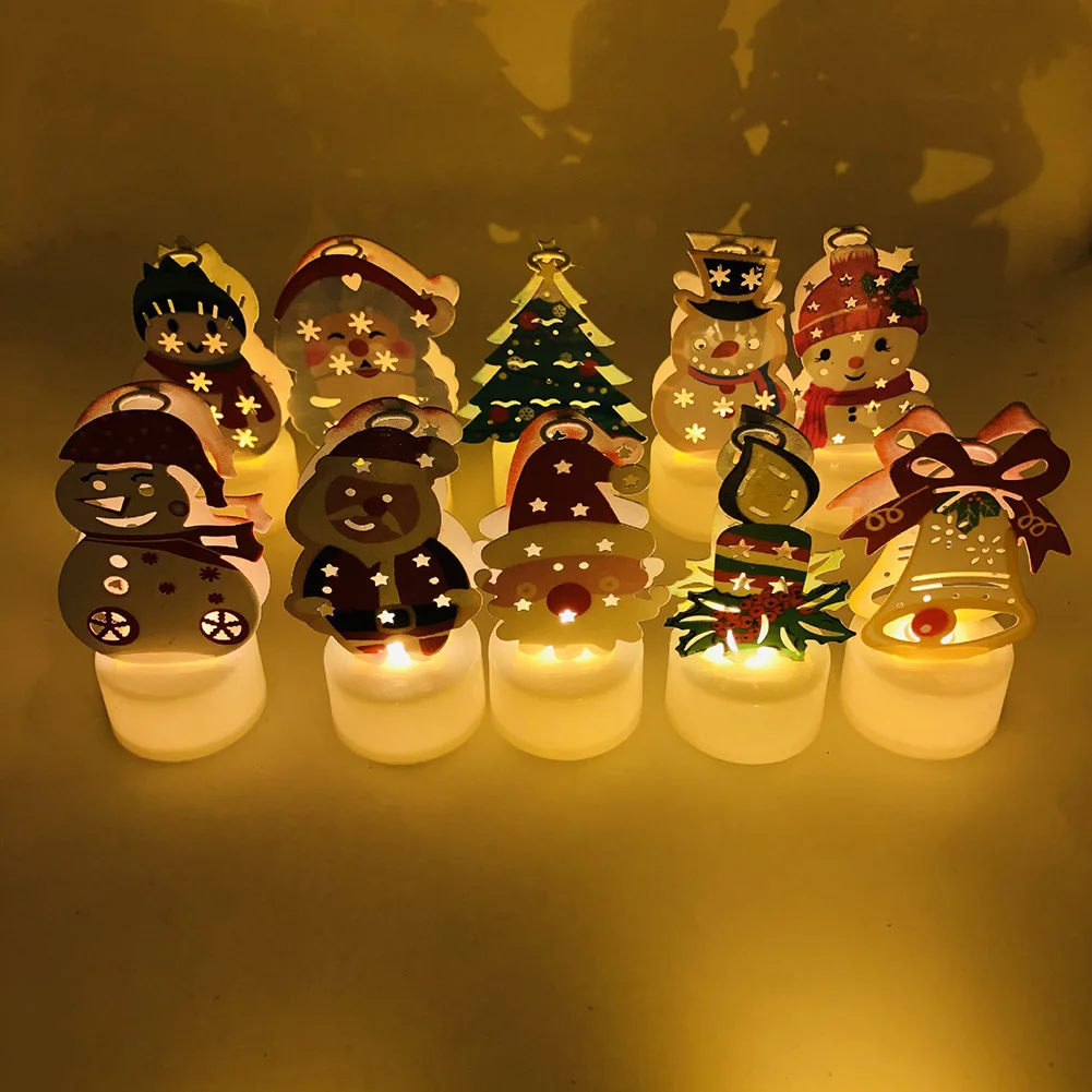 Flameless LED Candle Creative Wishing Led Reusable Christmas Tea Light Candle For Halloween Christmas Decor Candle Light