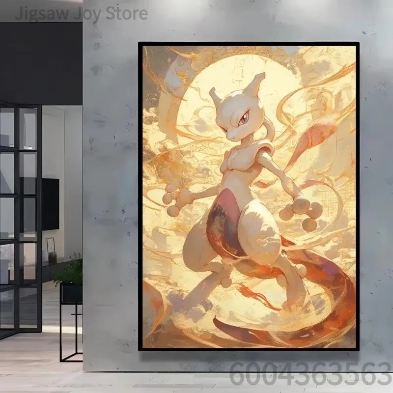 Legendary Pokemon Art Jigsaw Puzzle Mewtwo Lucario Umbreon Flareon Oil Painting Style Framed Art Print Toy Collector Edition
