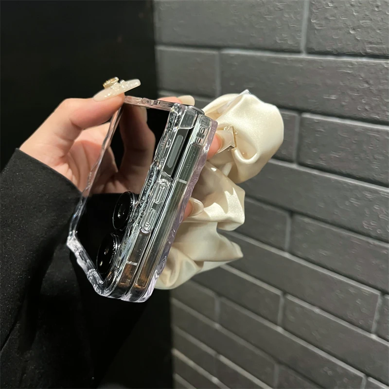 For Xiaomi Mix Flip Luxury Transparent Water Ripple Silk Wrist strap Phone Case Cover_voghion.com