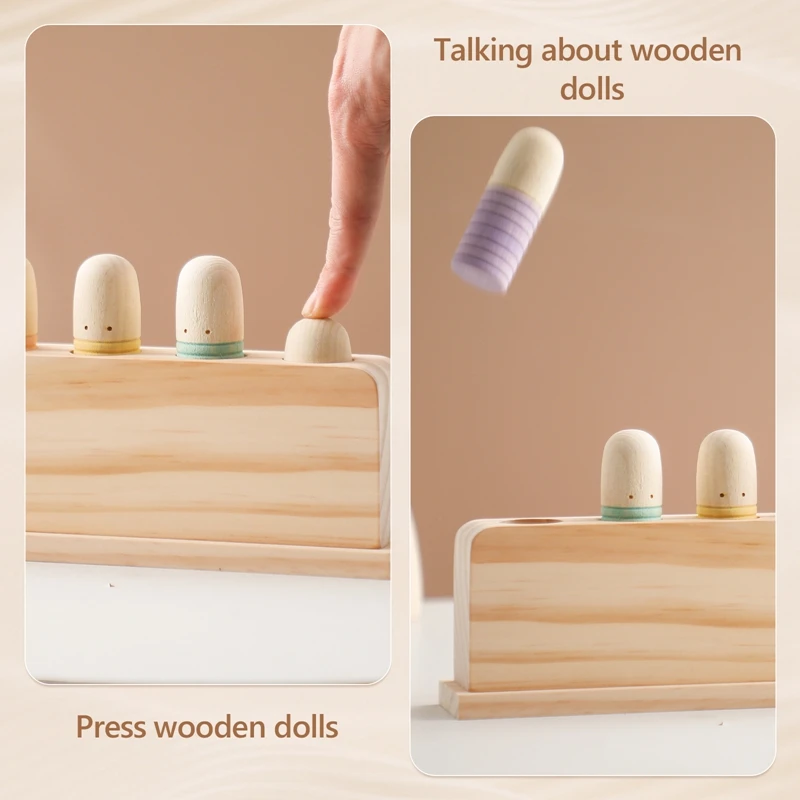 Wooden Montessori PopUp Toys For Kid Tap Bounce Stick Early Educational Toys For Children Baby Colour Perception Training Toy