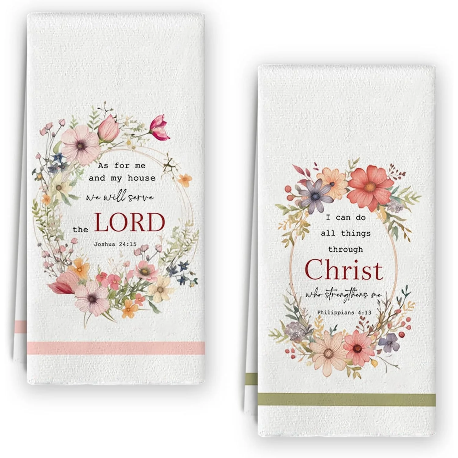 Christian Bible Verse Kitchen Towel Set for Bathroom and Dishwashing - Religious Hand Towel with Bible Verse Print