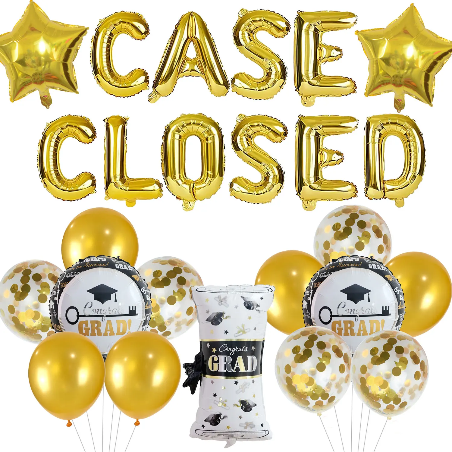 

Law Students Graduation Decorations Gold 2023 Case Closed Foil Balloons Congrats Grad Balloons Decor Law School Grad Supplies