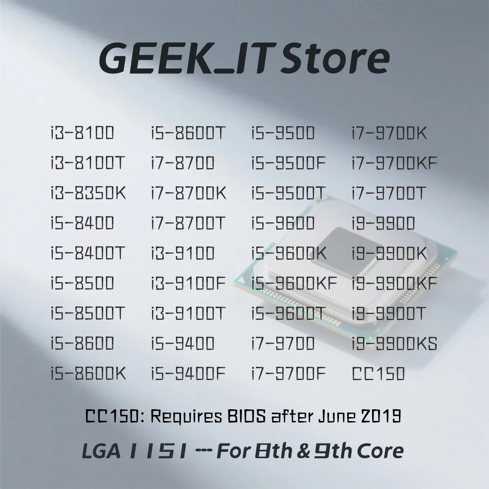 Для 8-го поколения i9 9900K 9900KF 9900T i7 9700K 9700T 9700 8700 i5 9400 9500 9600 8600 8500 8400 CC150