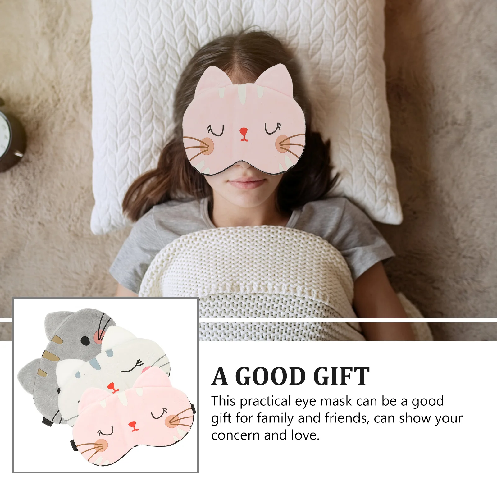 

3Pcs Cartoon Eye Mask Lightproof Adorable Sleep Mask for Kids Office Students Relax Stress Relief Sleeping Blindfold