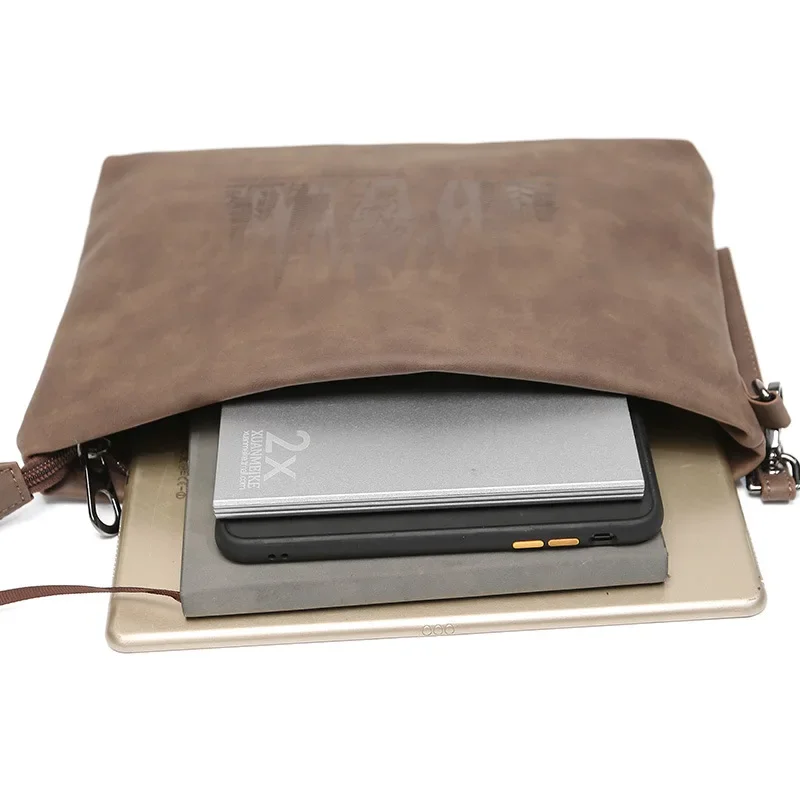 Stylish Clutch Bag for Men Crazy Horse PU Leather Business Clutch Envelope Bag IPAD File Bag