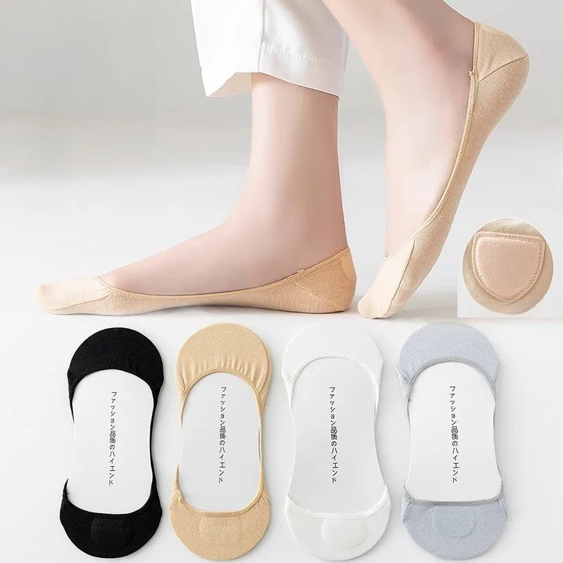 

Женские противоударные хлопковые носки-лодочки в передней части стопы, летние тонкие дышащие силиконовые нескользящие невидимые носки с неглубоким горлышком