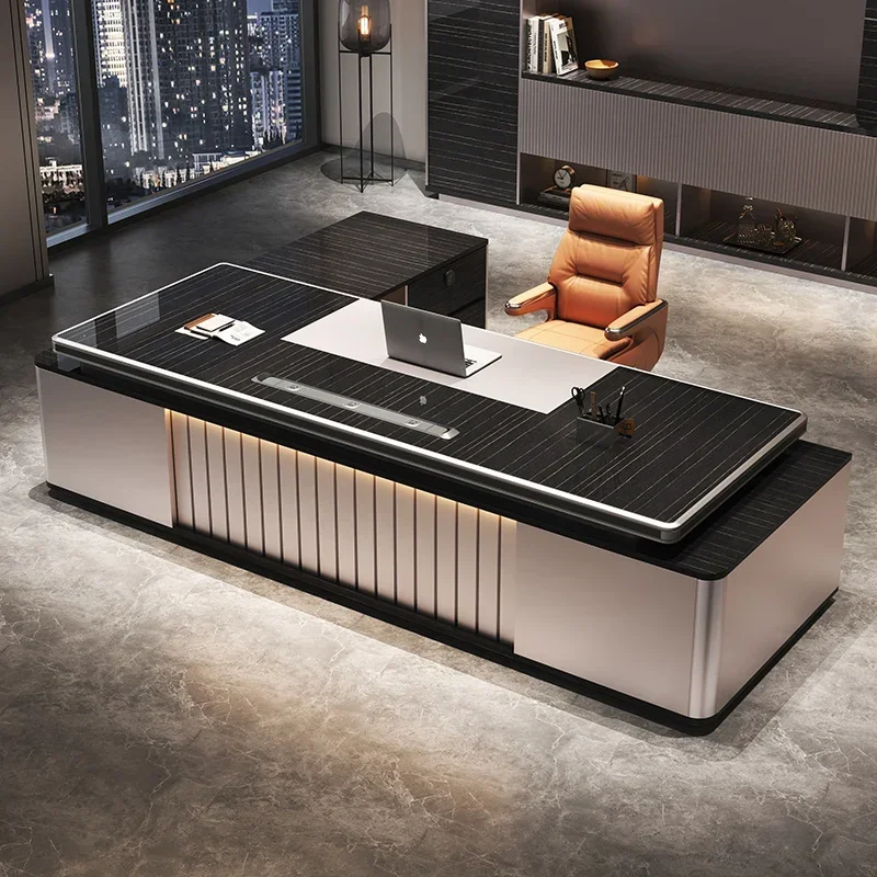 L Shaped Modern Furniture Nordic luxury high-end paint desktop desk simple modern president table office desk chair Office Desks