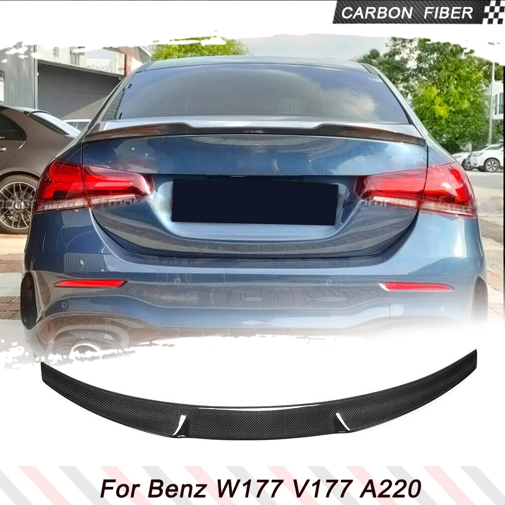 For Mercedes Benz A Class W177 V177 A200 Sedan Carbon Fiber Car Rear Trunk Spoiler Wing Car Rear Trunk Racing Spoiler Lid Wing