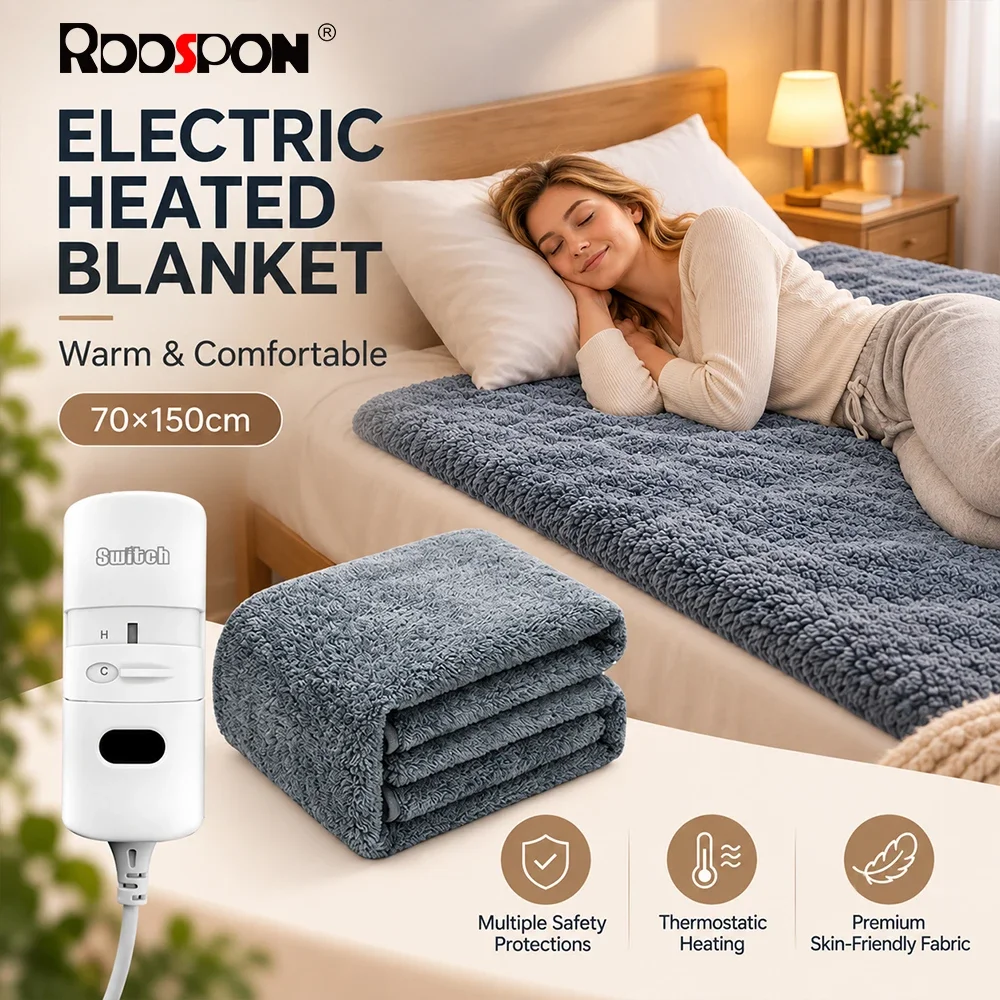 RDDSPON Electric Heated Blanket Thick Flannel Thermostatic Heating Double Spiral Heating Wire Winter Bed Heating Pad