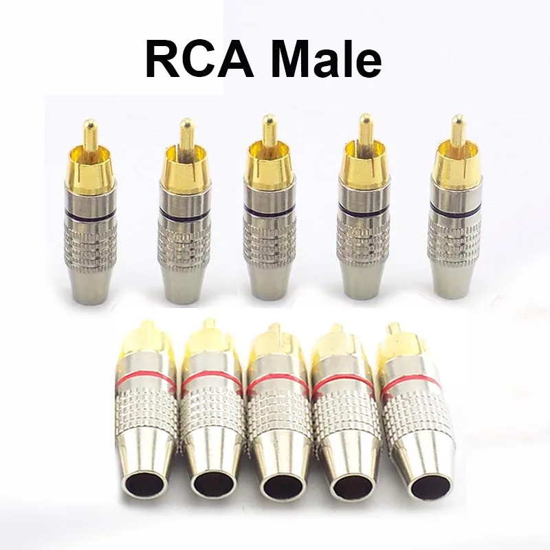 RCA Male Connector Non Solder plug Adapter for Audio Cable Plug Video CCTV camera Solder-Free S1