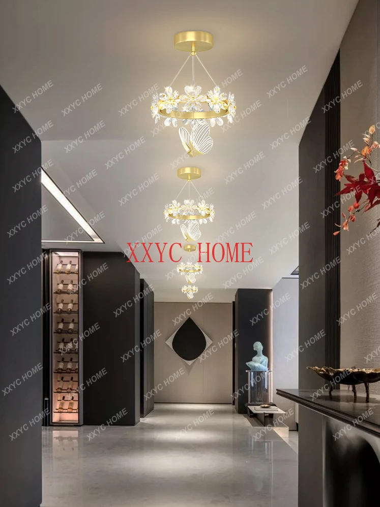 

Petal Crystal Lamp Nordic Aisle Corridor Ceiling Lamp Creative Entrance Cloakroom Small Droplight