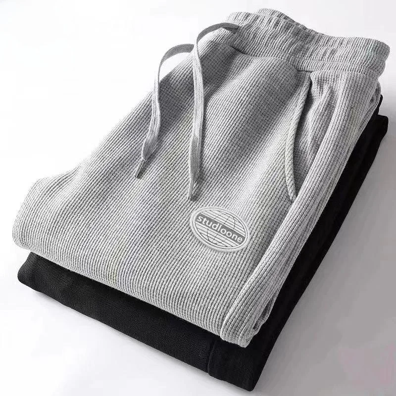 

Casual Sporty Men's Thin Leggings Spring Autumn Trendy Cuffed Sweatpants Versatile Long Trousers Loose Fit Low Waist Youth