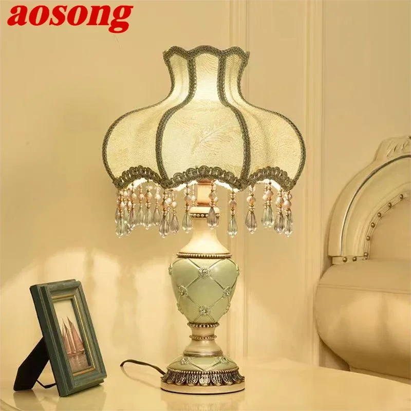 

AOSONG European Table Lamp Luxurious Living Room Bedroom Study Villa Hotels LED Warm Creativity Bedside Desk Light