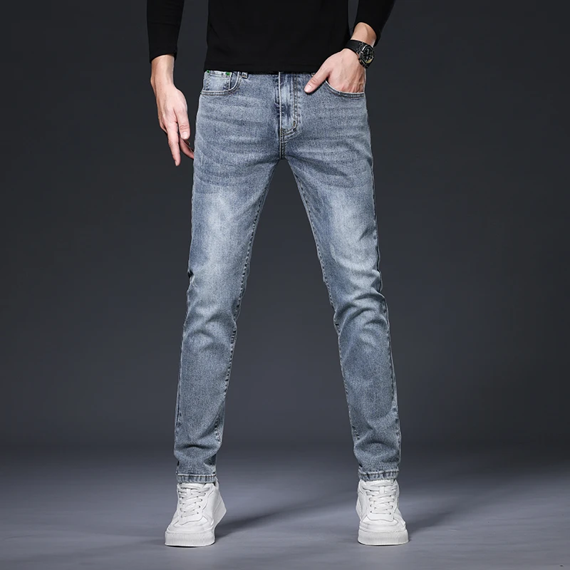 Spring and Autumn 2024 Retro Elastic Jeans Straight Trendy Brand Men's European and American Casual Pants Men Jeans