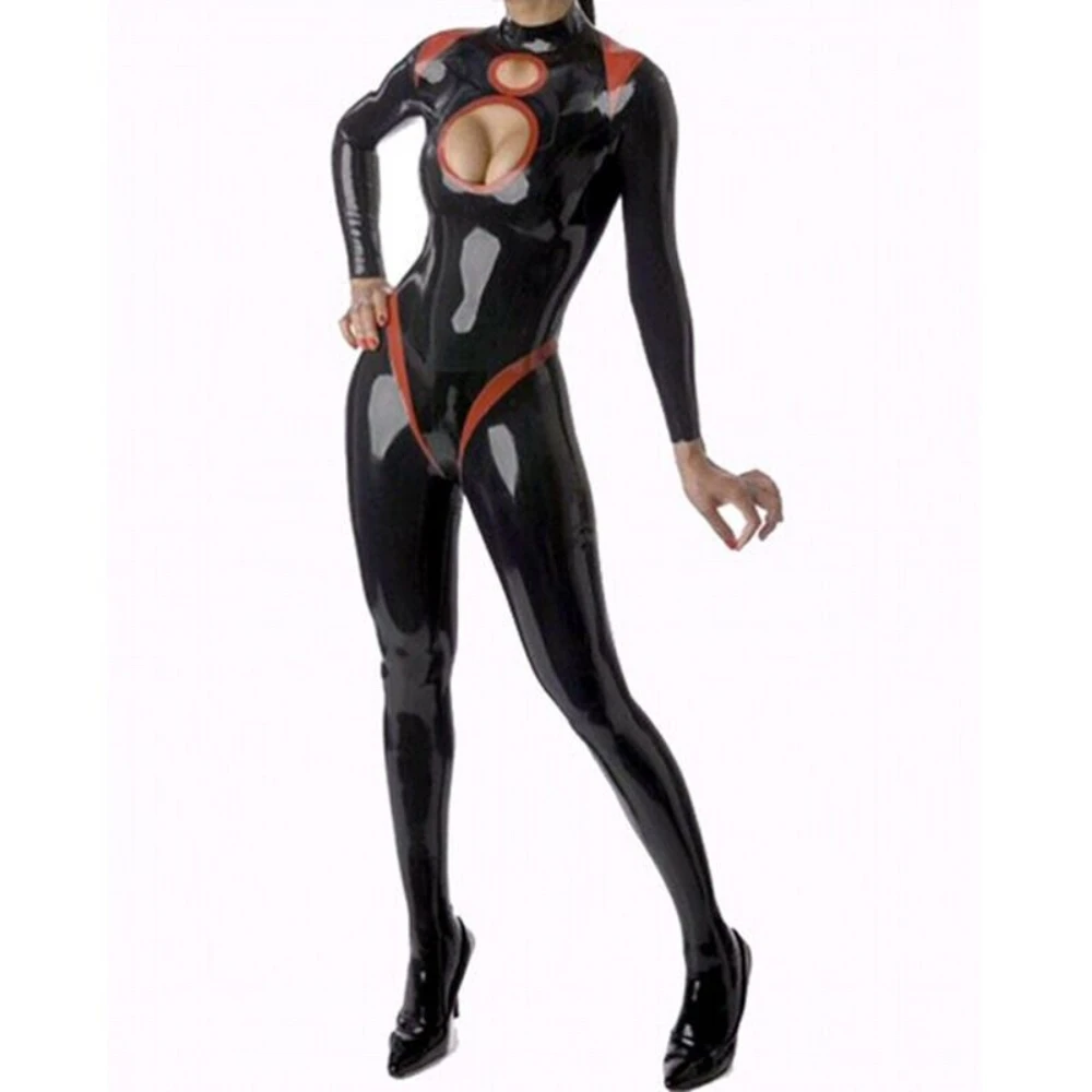 100% Latex Rubber Party Schwarz Catsuit Tights Bodysuit Zentai 0.4mm S-XXL