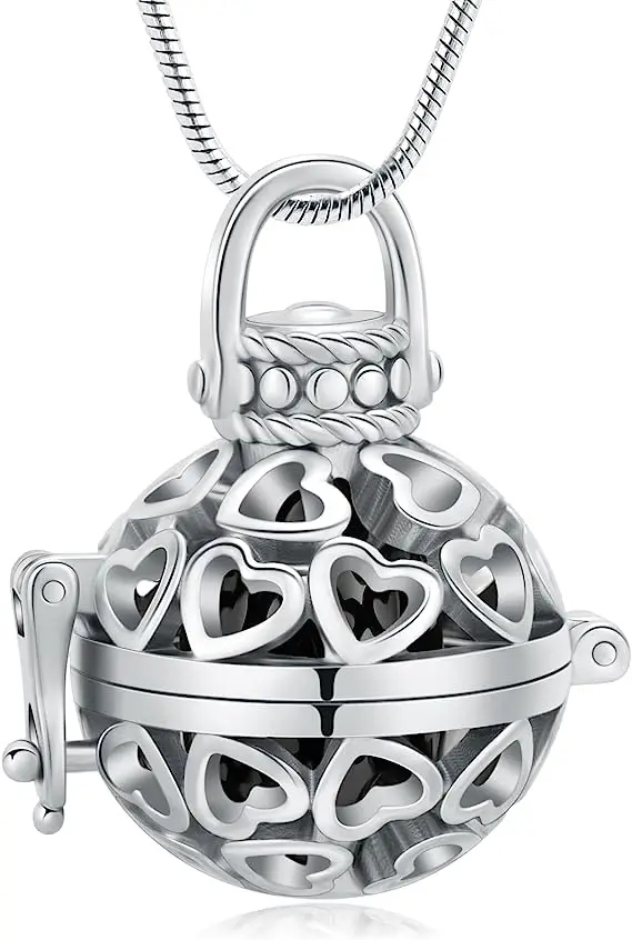 Hollow Heart Stainless Steel Lantern Cage Urn Necklace For Women Men Keepskae Pendant Ashes Holder Memorial Locket Jewelry