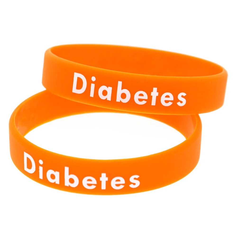 1 PC Diabetes Silicone Rubber Wristbands 1/2 Inch Wide Medical Bangle Candy Color