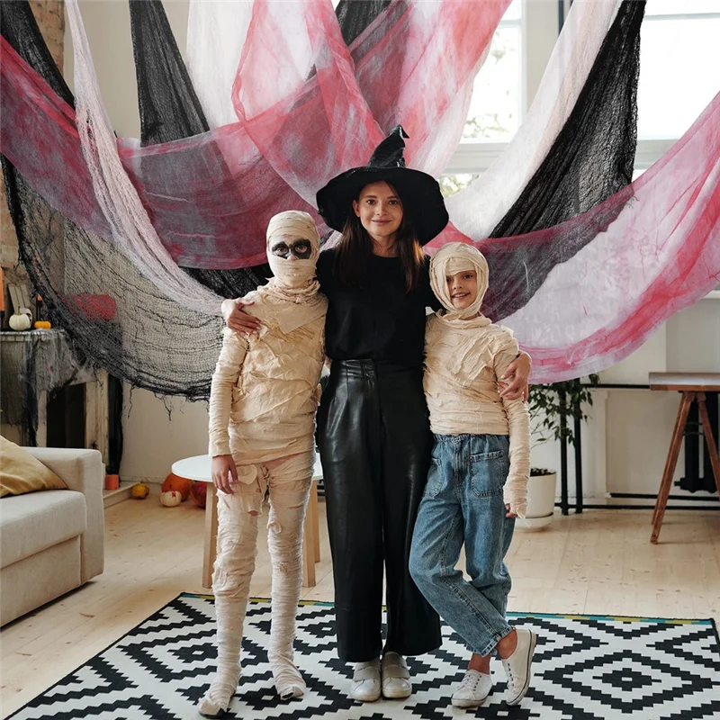 

ABKN-6 PCS Halloween Creepy Cloth As Shown 30X72inch Halloween Black Spooky Scary Creepy Gauze Cloth Decor Creepy Cloth Hallowee