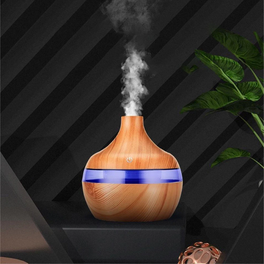 300ml Essential Oil Diffuser 7 Color Aromatherapy Wood Grain Humidifier Home Air Fresheners Cool Mist Sprayer Aroma Diffuser