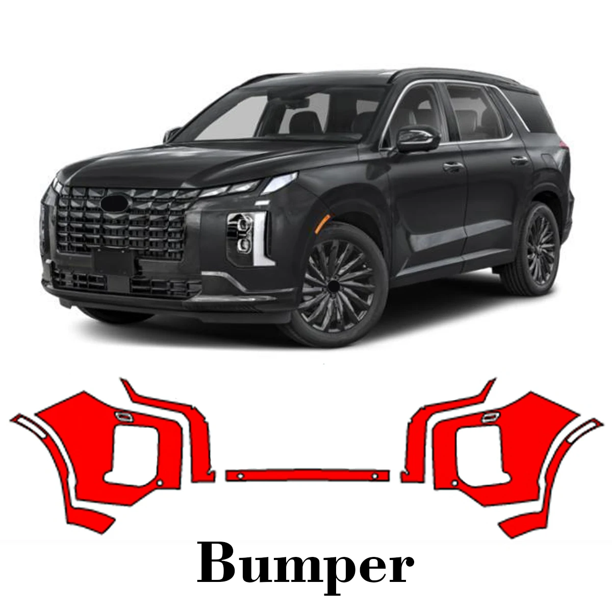 

Автомобильная предварительно вырезанная защитная пленка для краски, передний бампер, защита от царапин, внешний ТПУ PPF для Hyundai Palisade 2023-2025