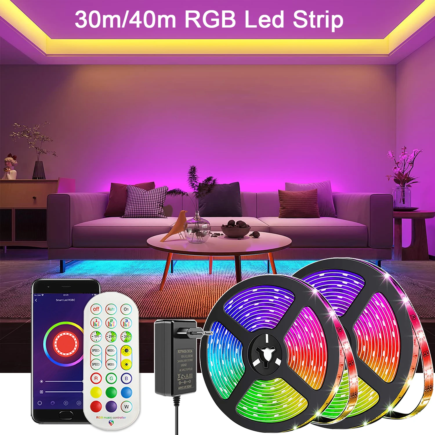 Listwy RGB Led światła DC12V 24V taśma oświetleniowa Led inteligentne Wifi kontrola aplikacji synchronizacji muzyki elastyczna wstążka dla wystrój