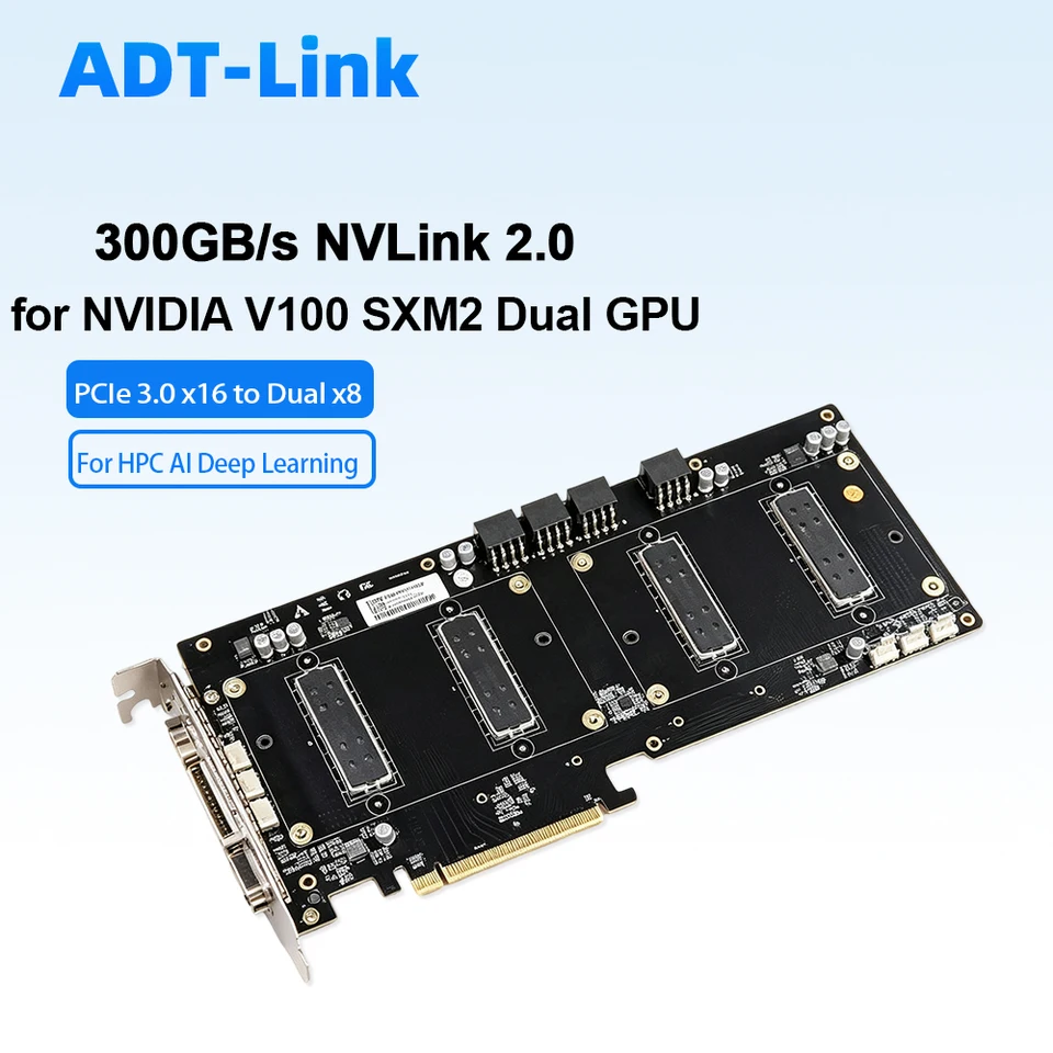 For NVIDIA V100 SXM2 Dual GPU PCIe 3.0 X16 To 2x X8 Splitter Card