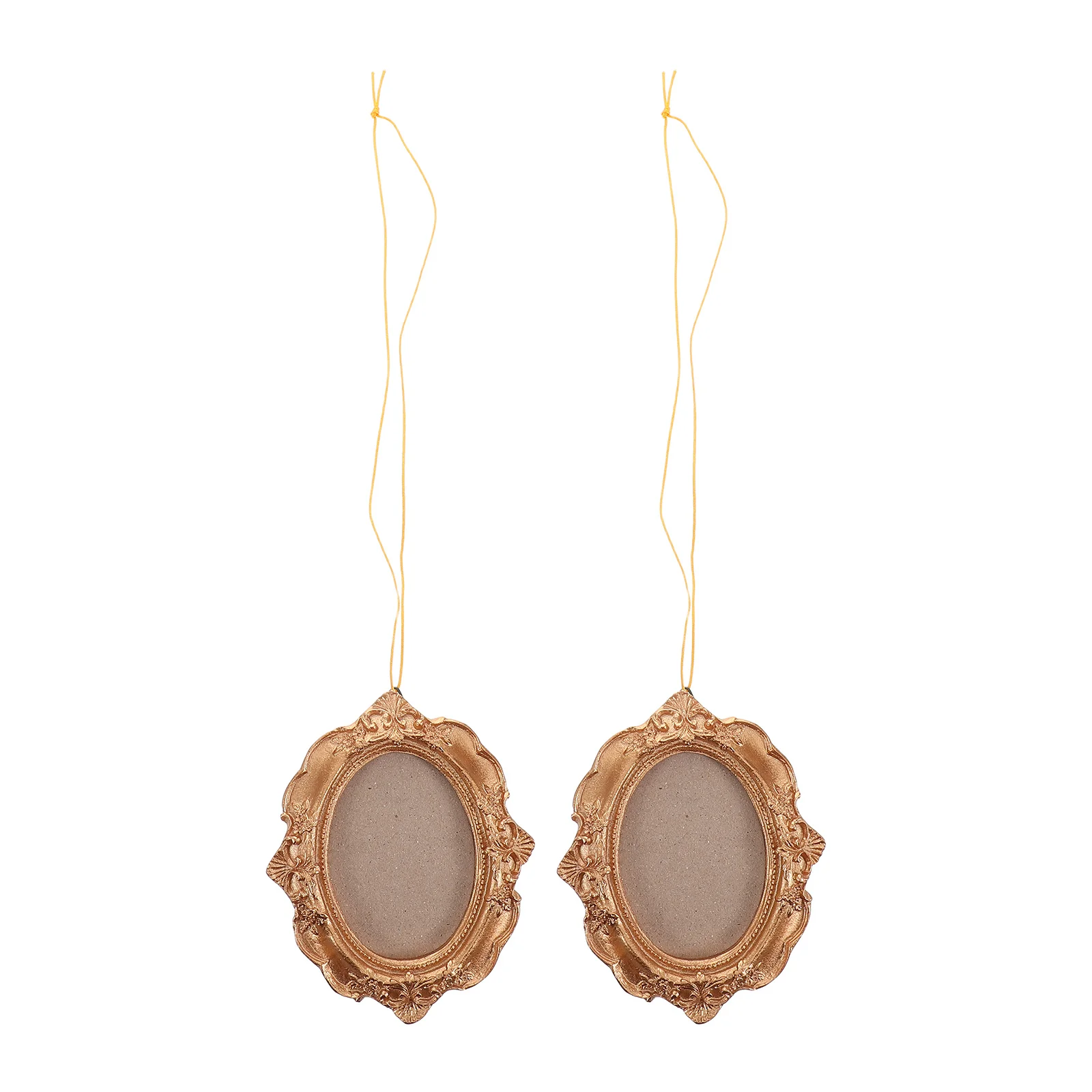 

2Pcs Creative Home Decor Picture Frames Vintage Oval Wall Hanging Small Resin Photo Display Ornament Small Gold Picture Frames