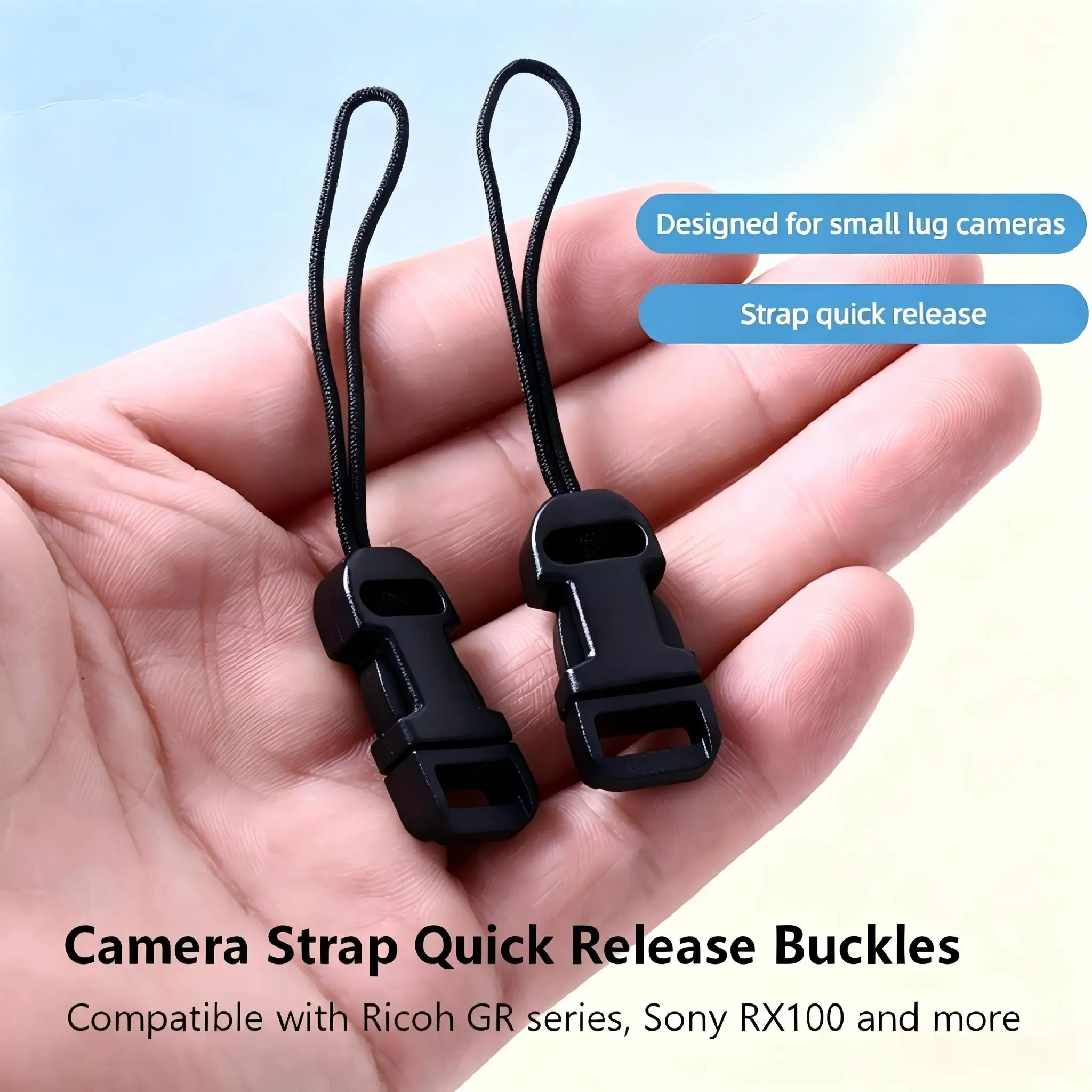 Mini Camera Strap Quick Release Buckle Set, Small Lug Quick Connect Adapter, For Ricoh GR Sony RX100 Canon G7X Compact Camera